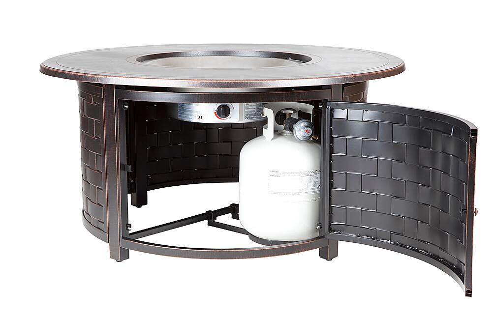 Alt View 14. Fire Sense - Perissa Woven Round Cast Aluminum LPG Fire Pit - Antique Bronze.
