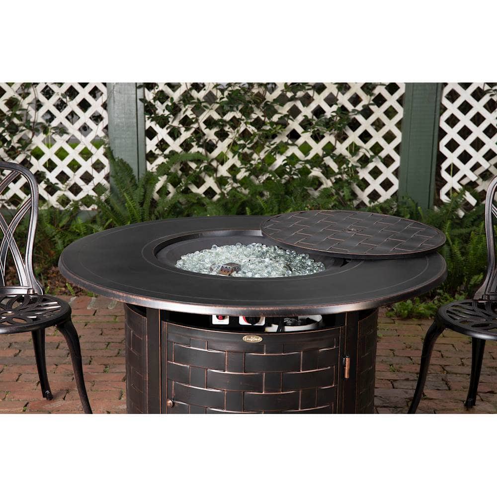 Alt View 15. Fire Sense - Perissa Woven Round Cast Aluminum LPG Fire Pit - Antique Bronze.