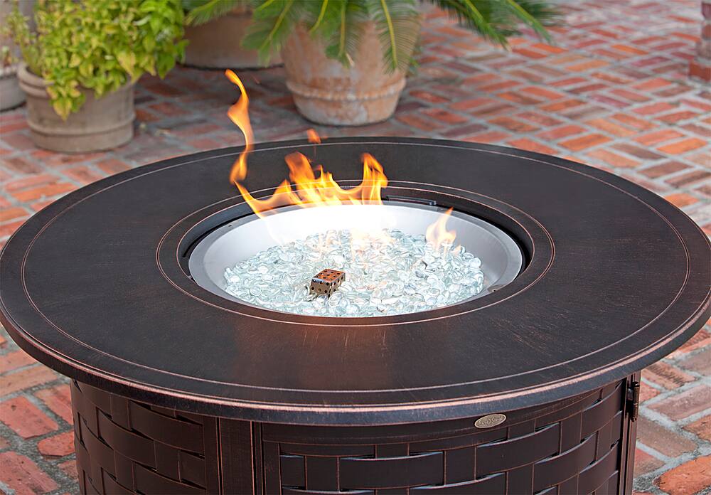 Alt View 17. Fire Sense - Perissa Woven Round Cast Aluminum LPG Fire Pit - Antique Bronze.