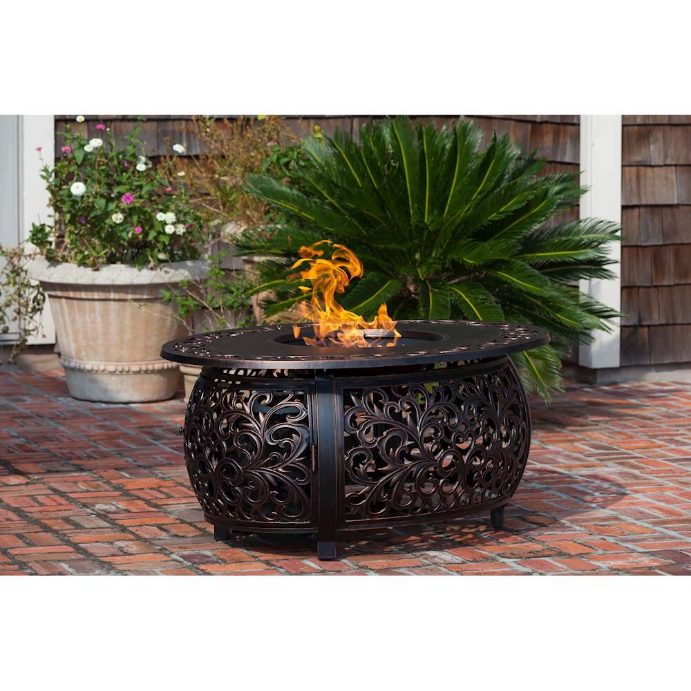 Alt View 16. Fire Sense - Toulon Oval Cast Aluminum LPG Fire Pit - Antique Bronze.