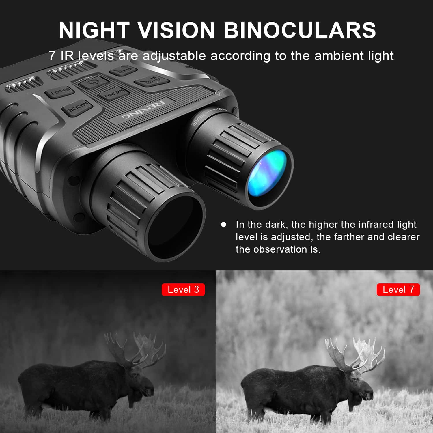 Rexing B1 10 x 25 Digital Night Vision Binoculars, Infrared (IR ...