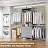 Aheaplus - Closet Organizer System with 3 Wood Drawers & 4 Hanging Rods – Walk-in Wardrobe Storage Rack - Gray