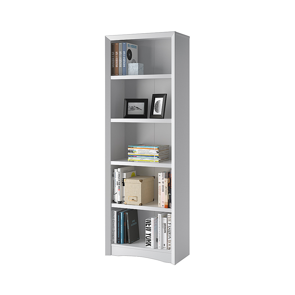 Corliving Quadra 4 Shelf Bookcase White, 4 Feet Wide Bookcase