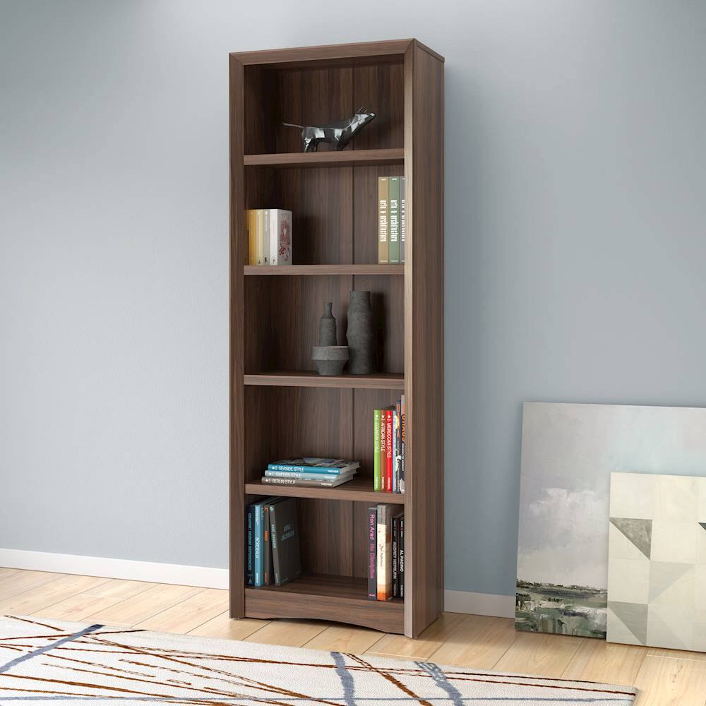 Alt View 12. CorLiving - Quadra Collection 5 Shelf Floor-Standing Bookcase - Walnut.