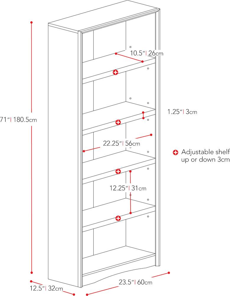 CorLiving Quadra 4-Shelf Floor-Standing Bookcase Walnut LSA-829-S ...