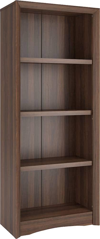 Angle. CorLiving - Quadra Collection 4 Shelf Floor-Standing Bookcase - Walnut.
