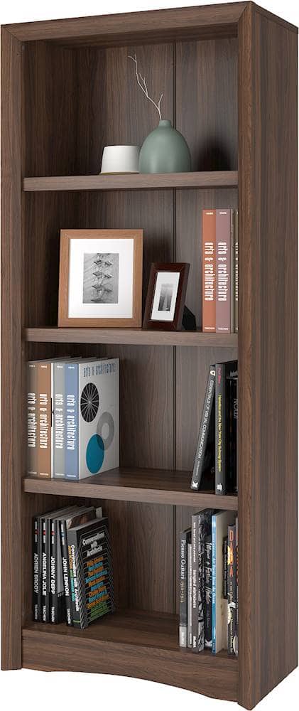 Alt View 11. CorLiving - Quadra Collection 4 Shelf Floor-Standing Bookcase - Walnut.