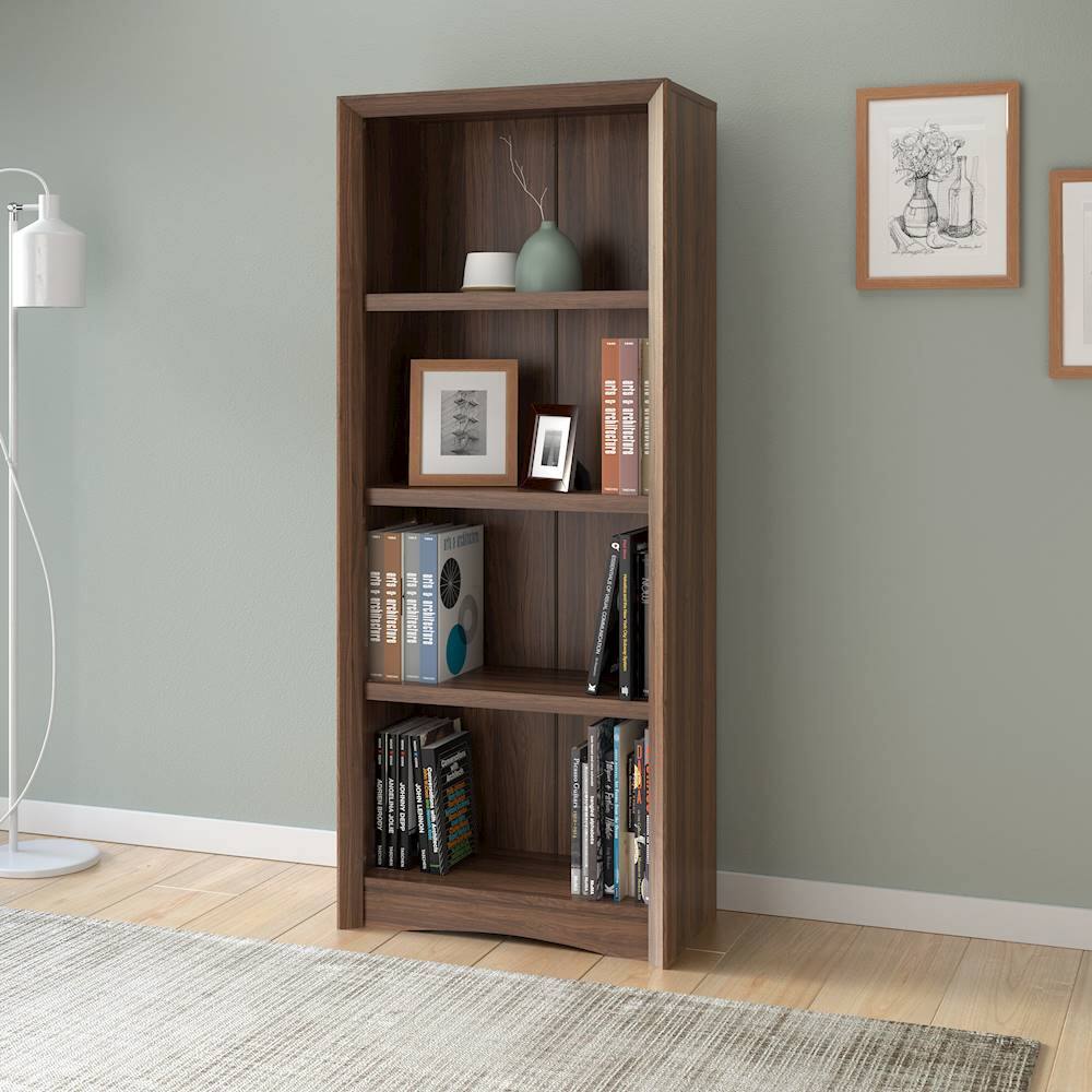 Alt View 12. CorLiving - Quadra Collection 4 Shelf Floor-Standing Bookcase - Walnut.