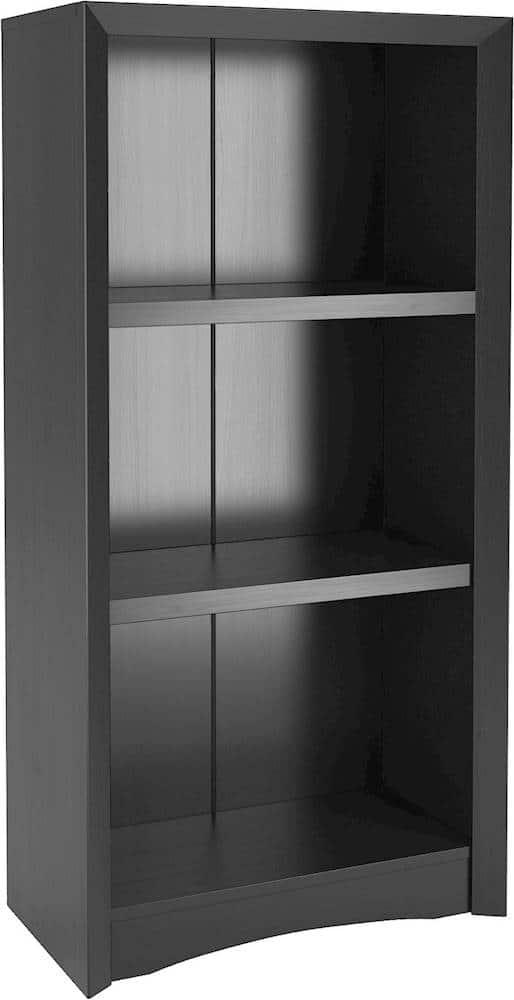 Angle. CorLiving - Quadra Collection 3 Shelf Floor-Standing Bookcase - Black.