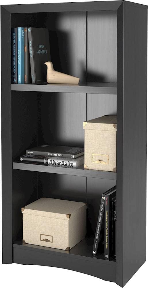 Alt View 11. CorLiving - Quadra Collection 3 Shelf Floor-Standing Bookcase - Black.
