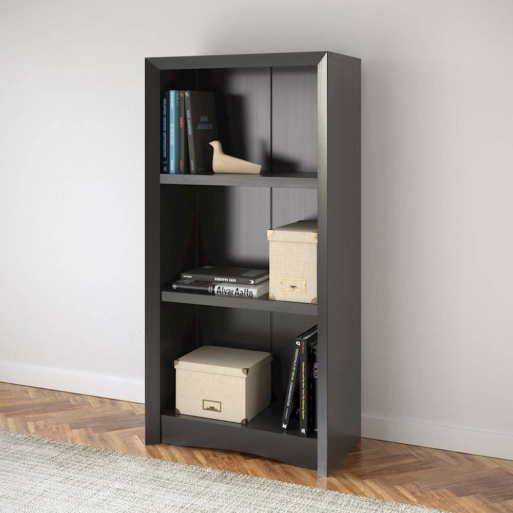 Alt View 12. CorLiving - Quadra Collection 3 Shelf Floor-Standing Bookcase - Black.
