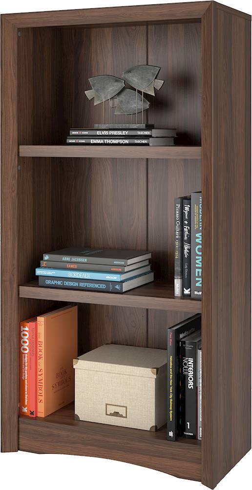 Alt View 11. CorLiving - Quadra Collection 3 Shelf Floor-Standing Bookcase - Walnut.