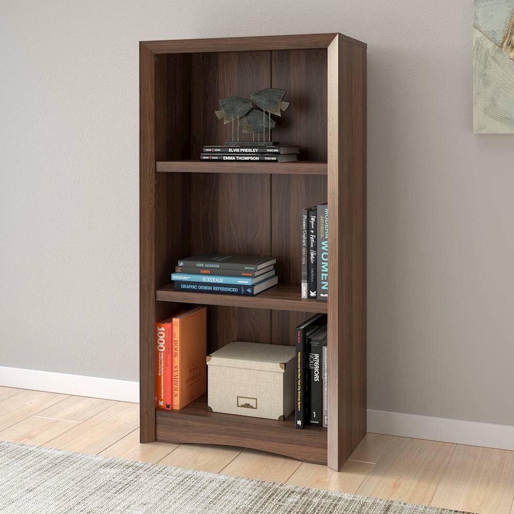 Alt View 12. CorLiving - Quadra Collection 3 Shelf Floor-Standing Bookcase - Walnut.