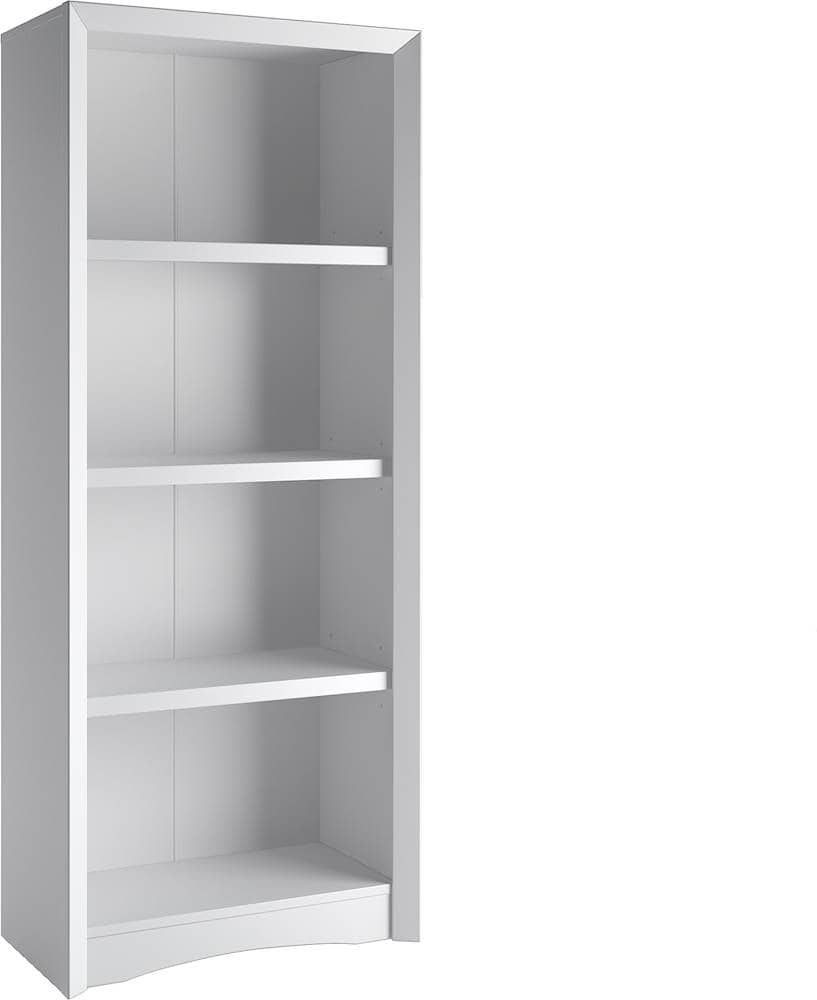 Angle. CorLiving - Quadra Collection 4 Shelf Floor-Standing Bookcase - White.