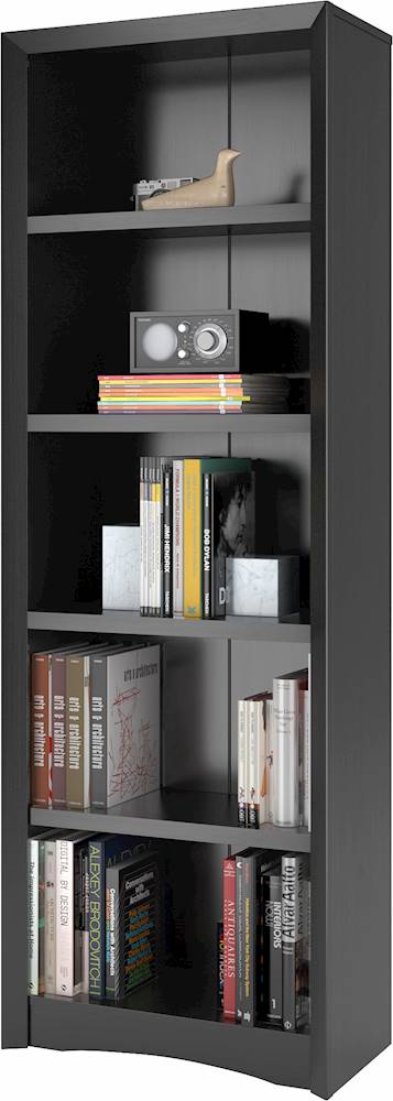 Corliving Quadra 4 Shelf Bookcase Black, 4 Feet Wide Bookcase