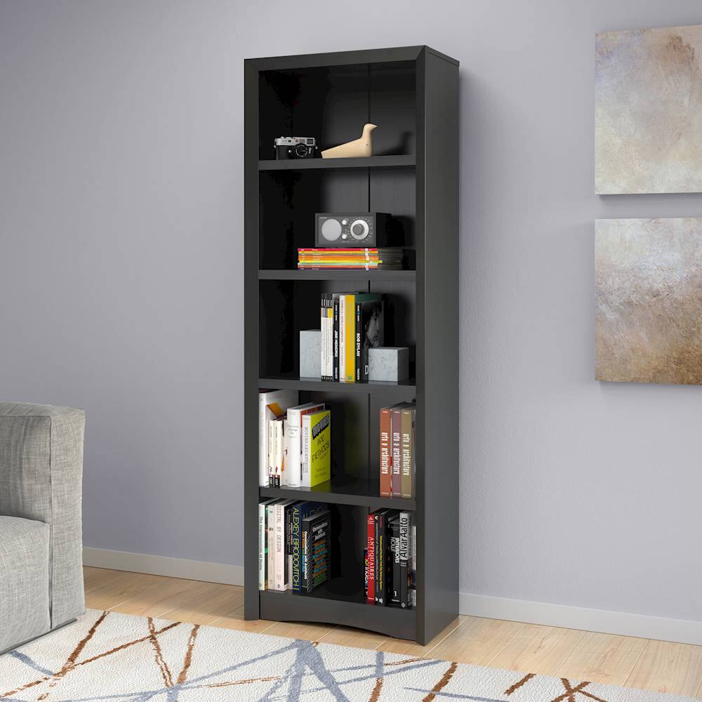 Alt View 12. CorLiving - Quadra Collection 5 Shelf Floor-Standing Bookcase - Black.