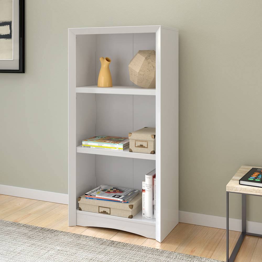 Alt View 11. CorLiving - Quadra Collection 3 Shelf Floor-Standing Bookcase - White.