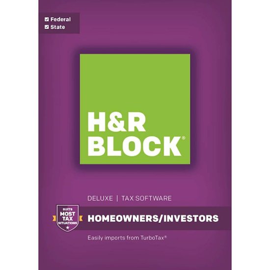 H&R Block Tax Software Deluxe: Homeowners/Investors Federal and State - Mac|Windows - Front Zoom