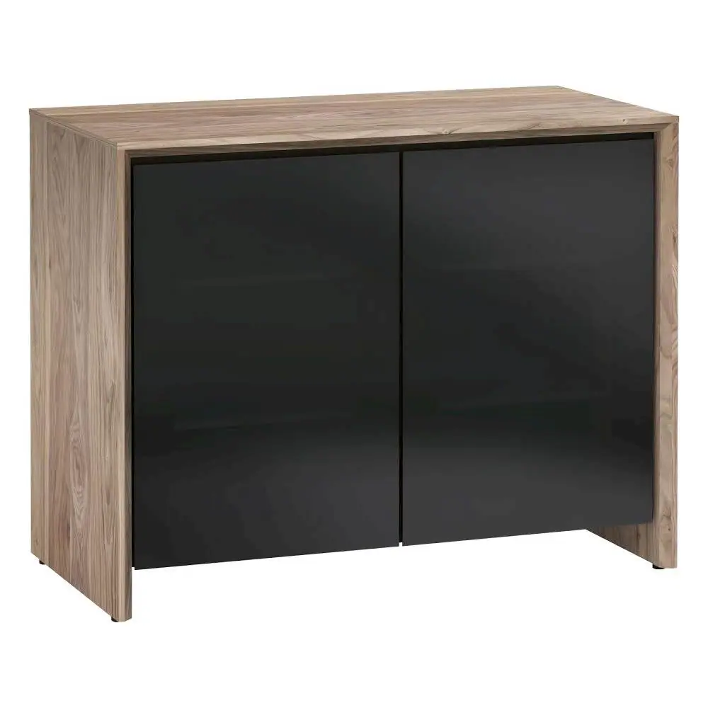 Front. Salamander Designs - Chameleon Barcelona A/V Cabinet for Most Flat-Panel TVs up to 50" - Natural Walnut /Black Glass.