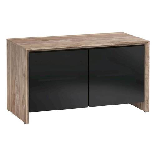 Salamander Designs - Chameleon Barcelona A/V Cabinet for Most Flat-Panel TVs up to 50" - Natural Walnut /Black Glass - Larger Front
