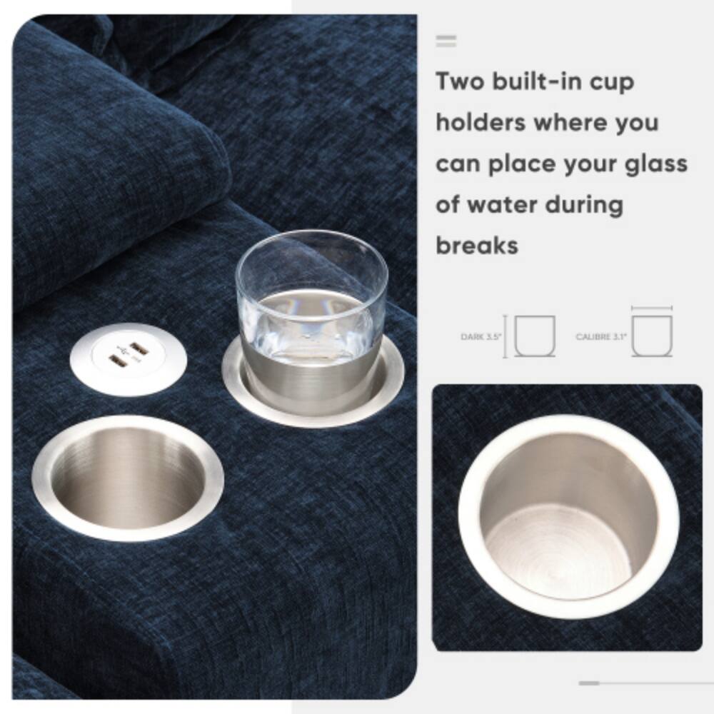 Two built-in cup holders where you can place your glass of water during breaks

DARK 3.5" CALIBRE 3.1"