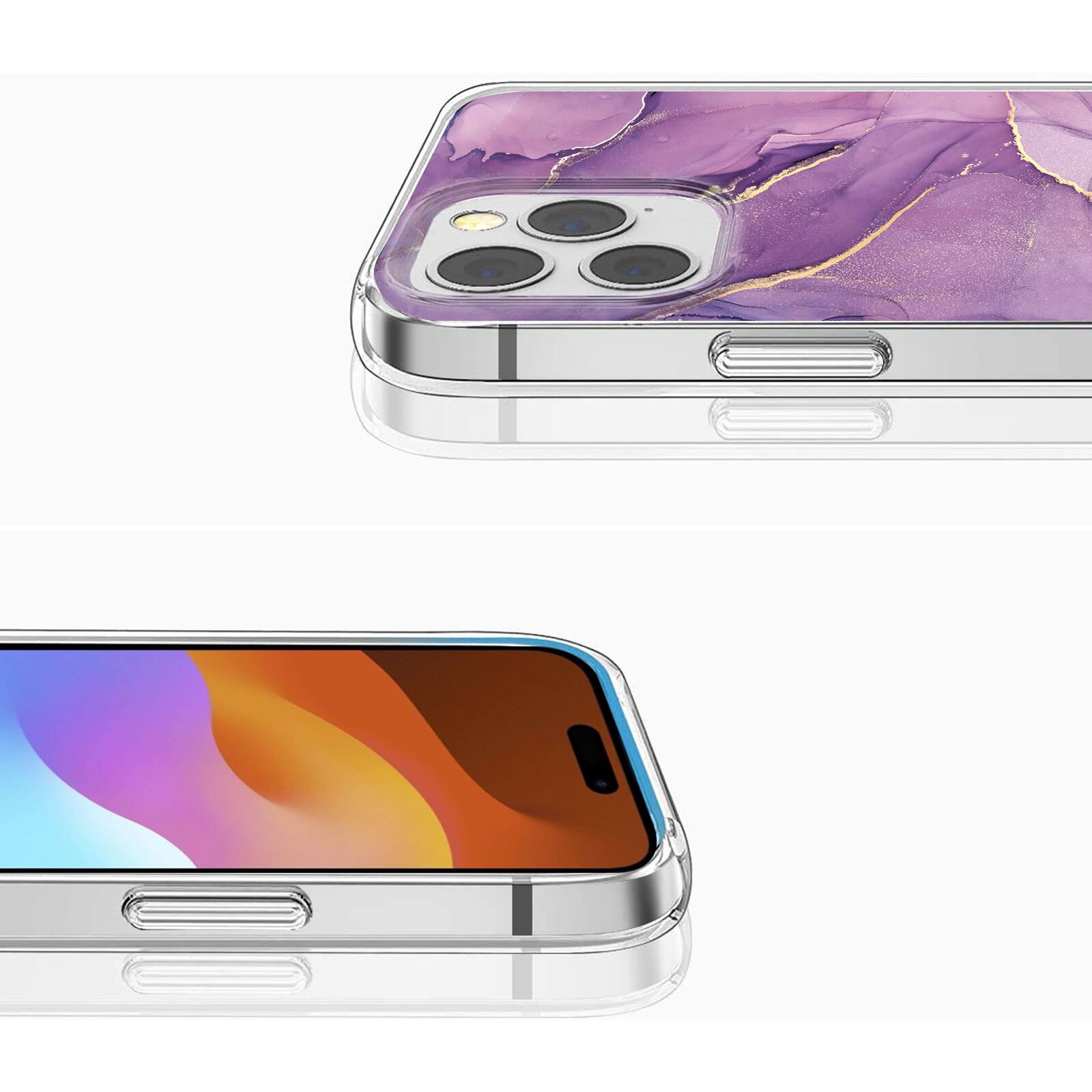 Alt View 1. SaharaCase - Inspire Seres Case Compatible with Magsafe for iPhone 15 Pro - Purple Marble - Purple.