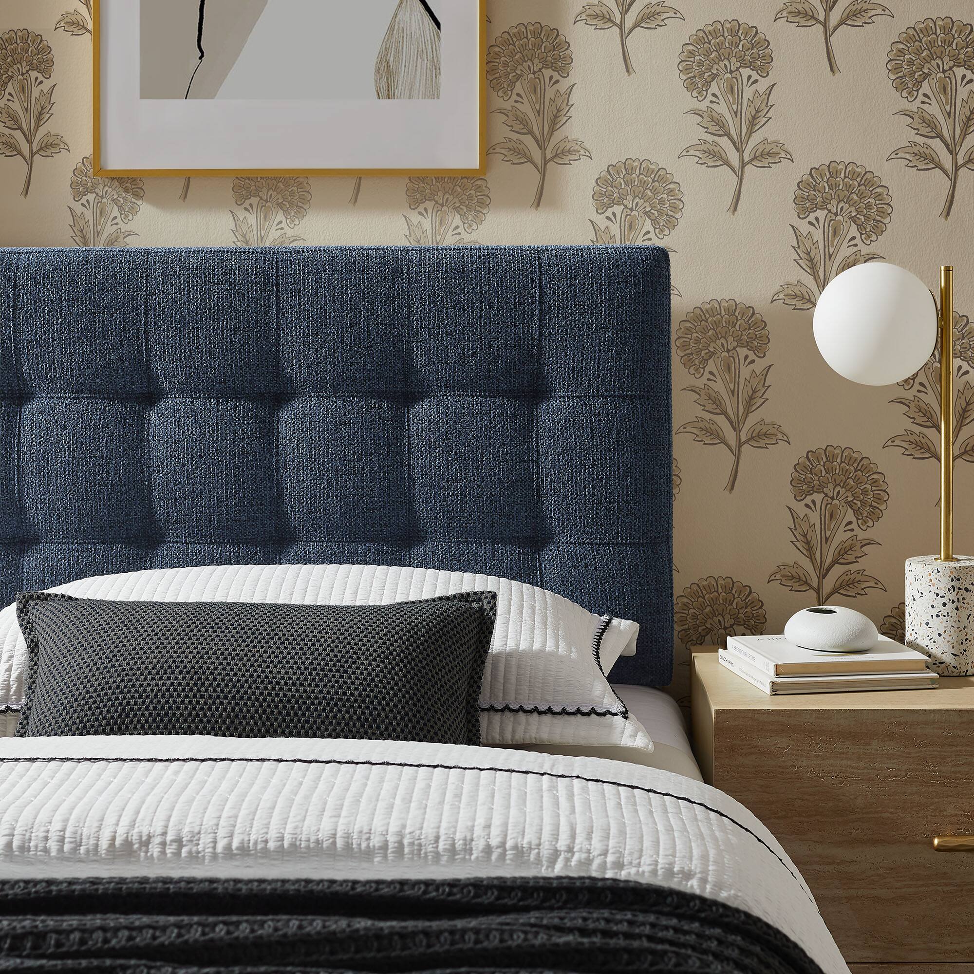 Alt View 1. Modway - Lily Upholstered Fabric Headboard by Modway - Navy.