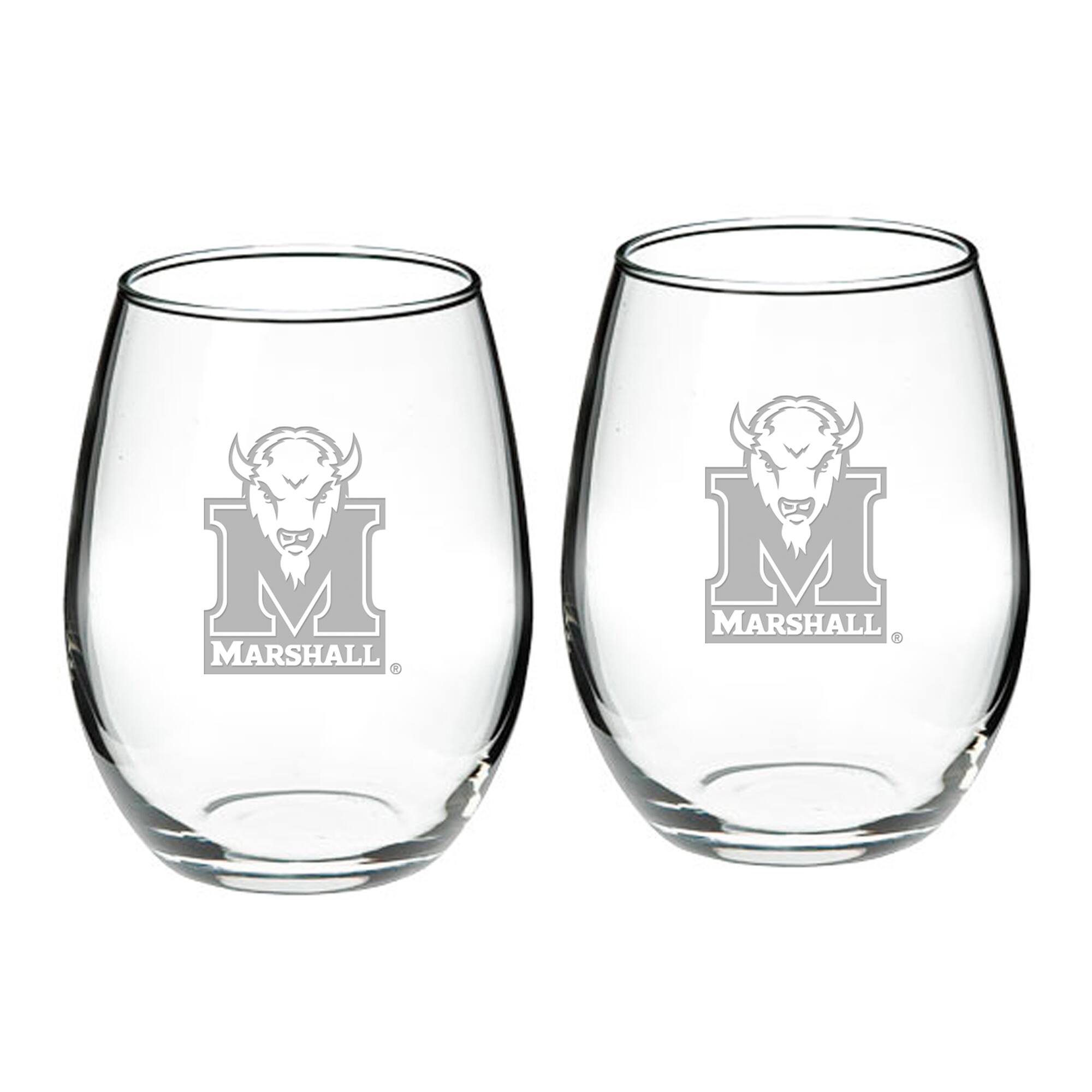 Jardine - Marshall Thundering Herd 2-Piece 21oz. Stemless Wine Glass Set - Multicolor