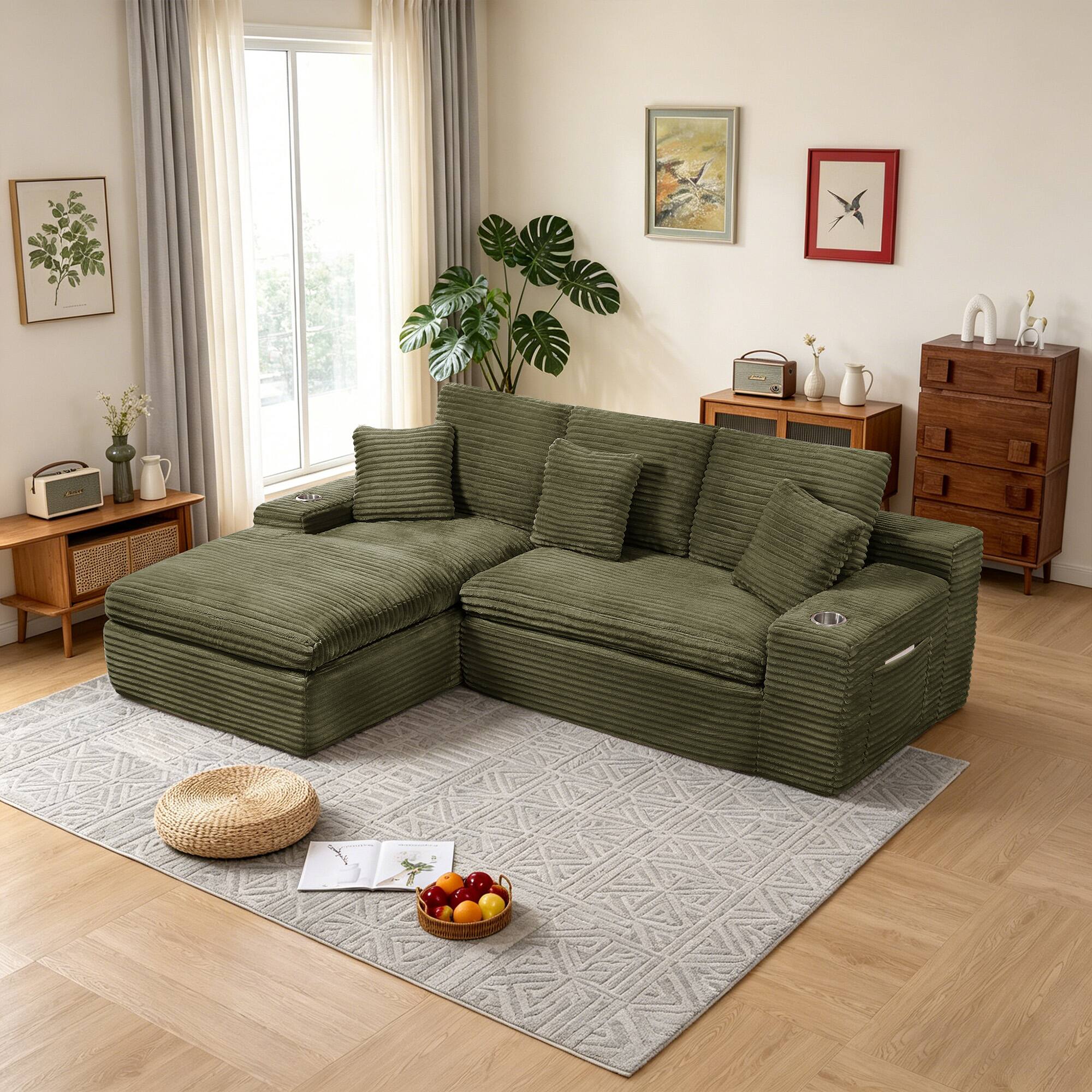 Alt View 4. Electra Tech Xpress - 98" Cloud Sectional Couch with Deep Seat,Boneless L Shape Sofa Couch for Living Room Bedroom, No Assembly Require - Gray.