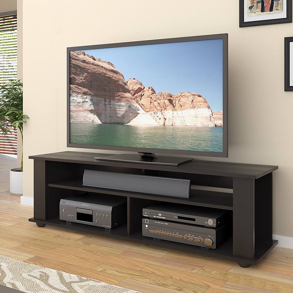 Alt View 14. CorLiving - Bakersfield Black Wooden TV Stand, for TVs up to 75" - Ravenwood Black.