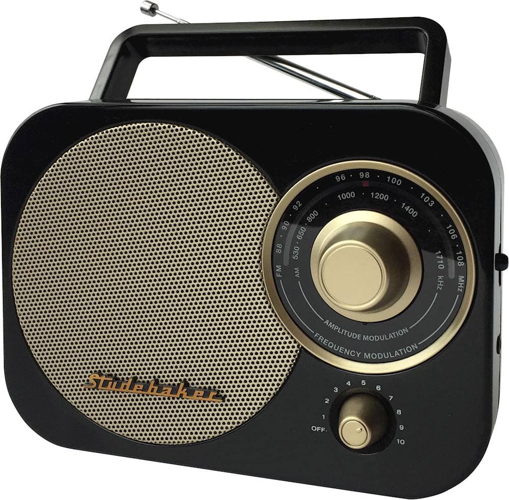 Alt View 11. Studebaker - Portable AM/FM Radio - Gold/Black.