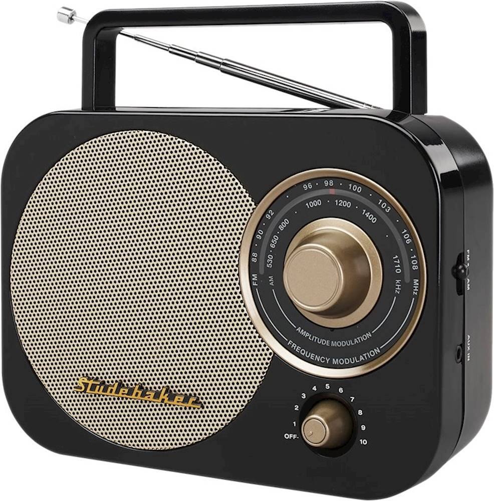 Left. Studebaker - Portable AM/FM Radio - Gold/Black.