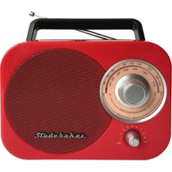 Studebaker - SB2000 Portable AM/FM Radio - Red/Black - Front_Zoom