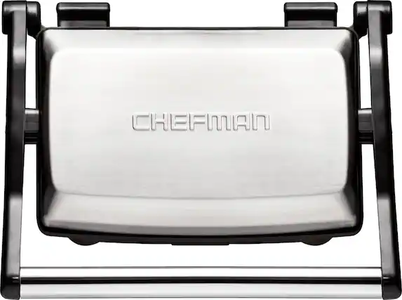 Angle. Chefman - Grill + Panini Press - Stainless Steel.