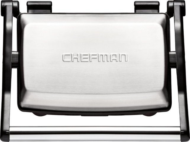 Chefman - Grill + Panini Press - Stainless Steel - Angle Zoom