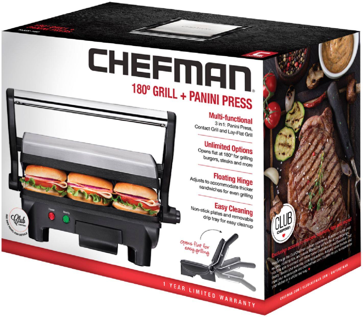 Chefman Grill Panini Press Stainless Steel RJ02-180 Best Buy