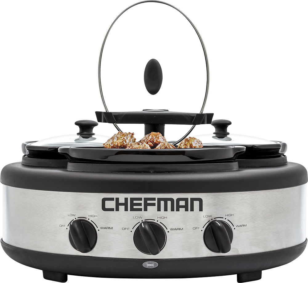 Chefman RJ15-125-D Double Slow Cooker & Buffet Server with 2 Removable 1.25  Qt. Oval Crocks, Pot Inserts Individually Heat Controlled, 2.5 Quarts