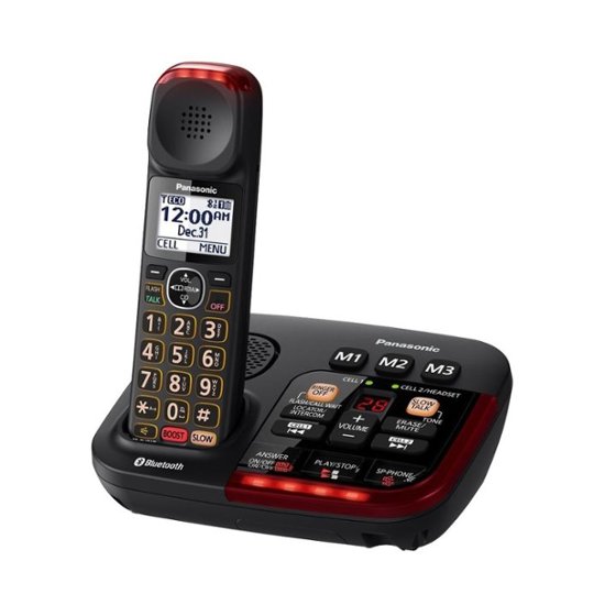 Panasonic Kx Tgm430b Link2cell Dect 6 0 Expandable Cordless Phone System With Digital Answering System Black Kx Tgm430b Best Buy