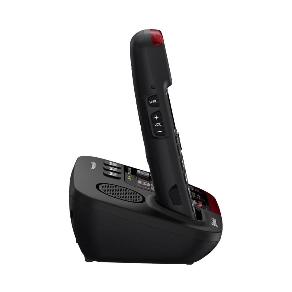 Left. Panasonic - KX-TGM430B Link2Cell DECT 6.0 Expandable Cordless Phone System with Digital Answering System - Black.