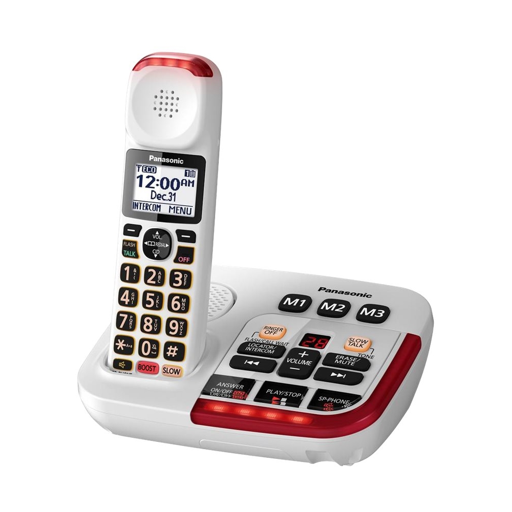 Angle View: Panasonic - KX-TGM420W DECT 6.0 Expandable Cordless Phone System with Digital Answering System - White