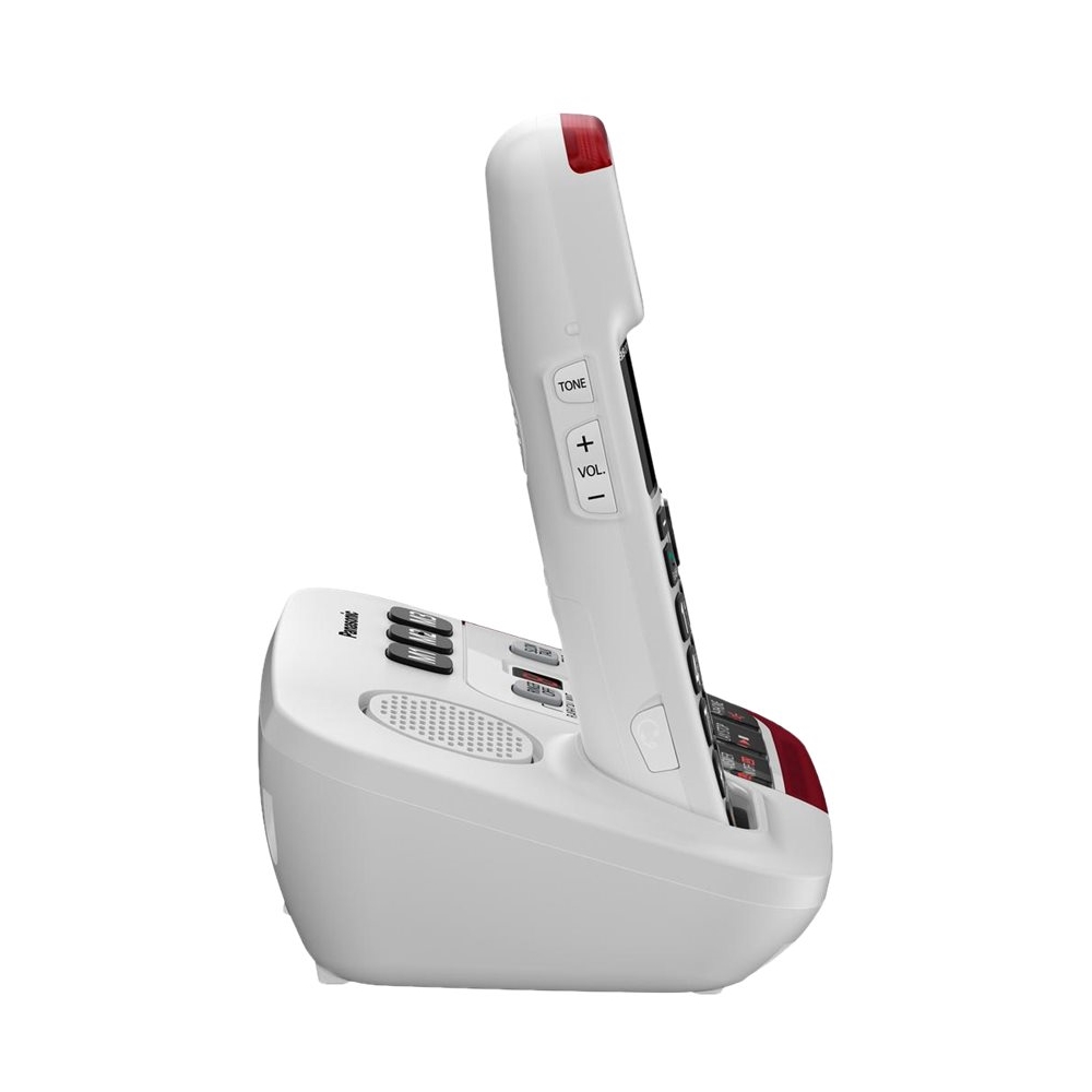 Left View: Panasonic - KX-TGM420W DECT 6.0 Expandable Cordless Phone System with Digital Answering System - White