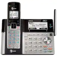 AT&T - TL96423 DECT 6.0 Expandable Cordless Phone with Bluetooth Connect to Cell with 4 Handsets - Silver/Black - Angle_Zoom