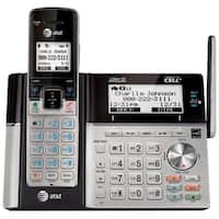 AT&T - TL96423 DECT 6.0 Expandable Cordless Phone with Bluetooth® Connect to Cell® with 4 Handsets - Silver/Black - Angle_Standard