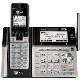 AT&T - TL96423 DECT 6.0 Expandable Cordless Phone with Bluetooth Connect to Cell with 4 Handsets - Silver/Black