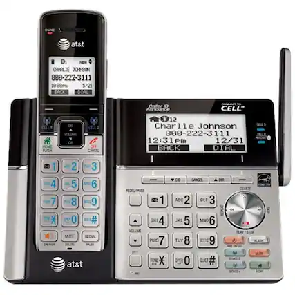 Angle. AT&T - TL96423 DECT 6.0 Expandable Cordless Phone with Bluetooth® Connect to Cell® with 4 Handsets - Silver/Black.
