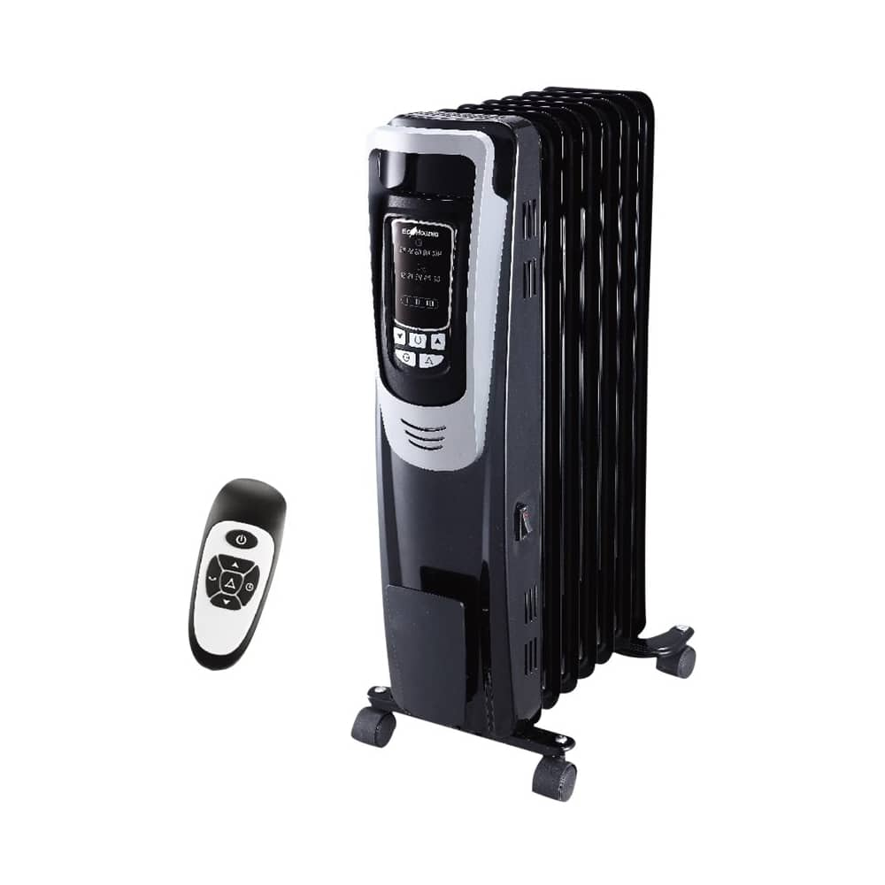 Angle View: Ecohouzng - Electric Oil Radiator Heater - Black