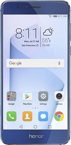 Huawei - Honor 8 4G LTE with 64GB Memory Cell Phone (Unlocked) - Sapphire blue - Larger Front