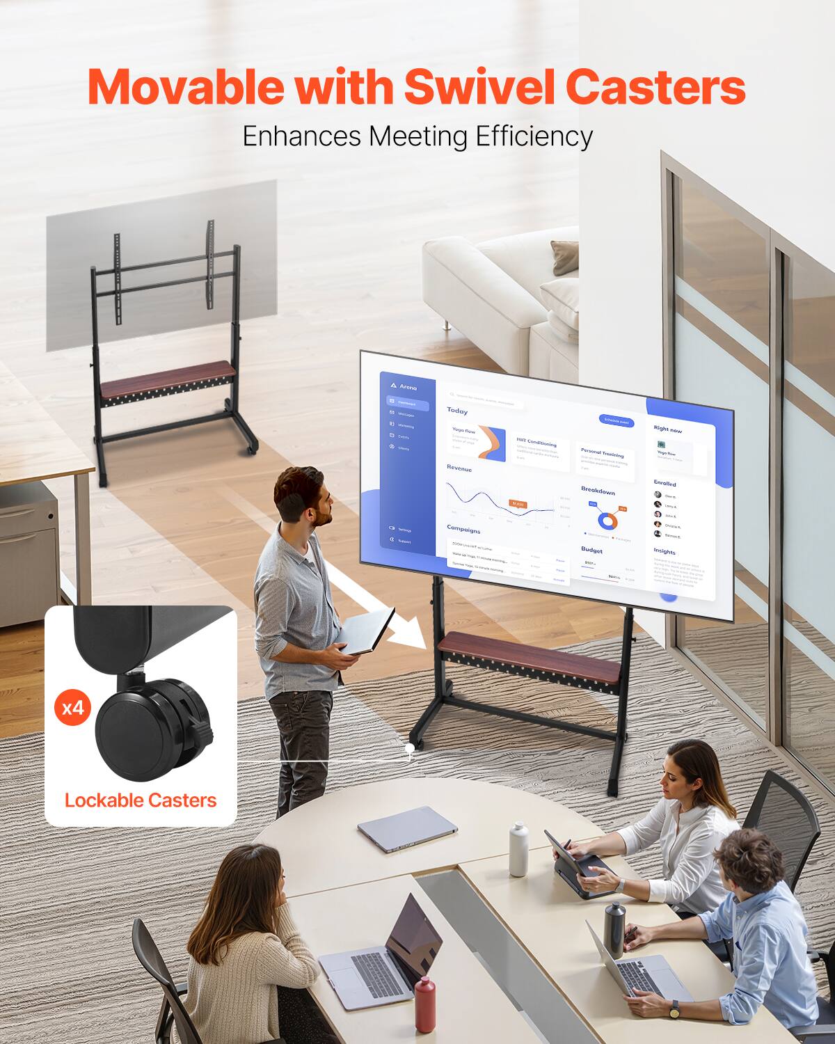 Movable with Swivel Casters Enhances Meeting Efficiency

x4 Lockable Casters