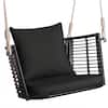 Front. Costway - Costway 1 PCS Patio Hanging Rattan Basket Chair Swing Hammock Chair with Seat Cushion - Mix Brown,Black.