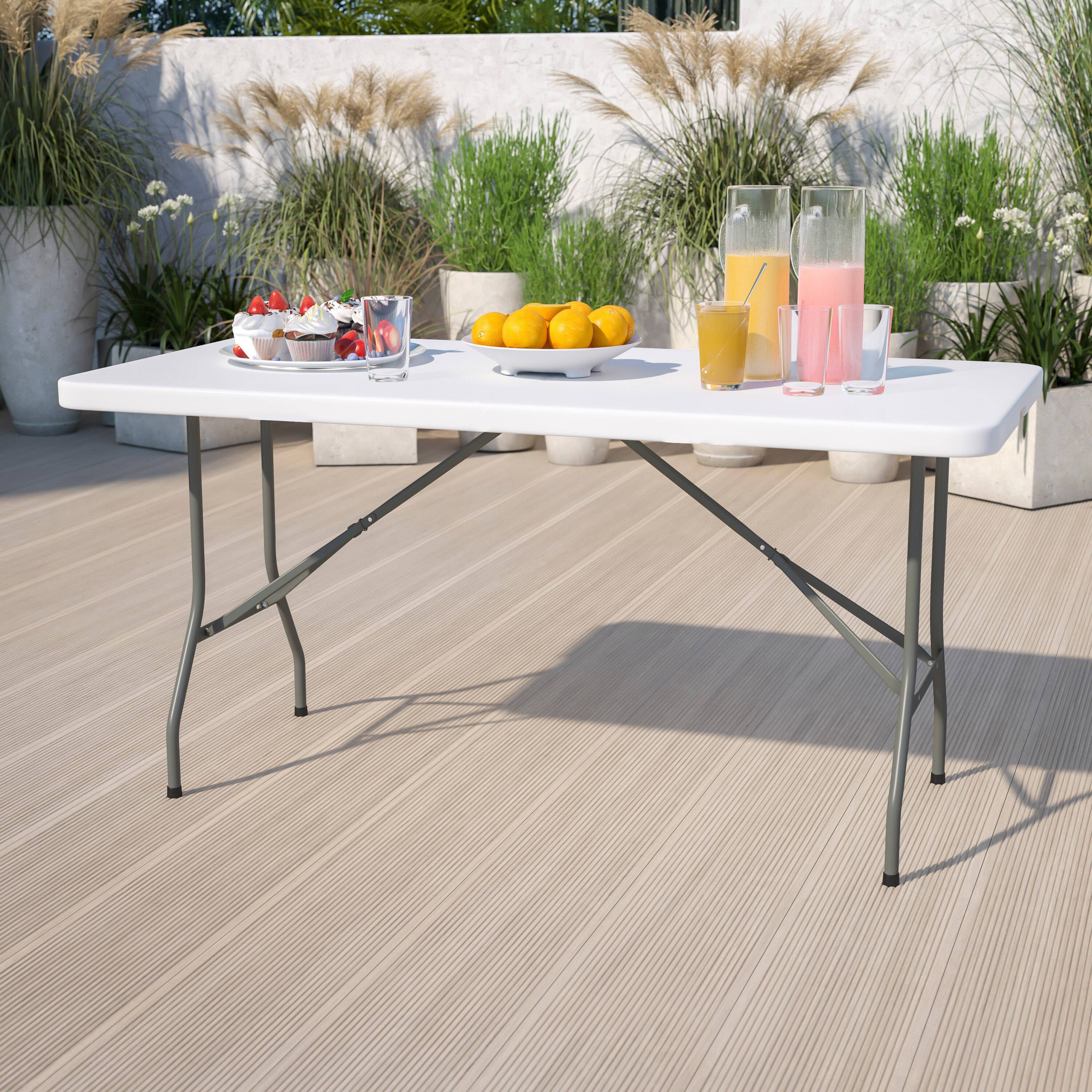 Alt View 1. Emma + Oliver - 5-Foot Plastic Folding Table - Granite White.